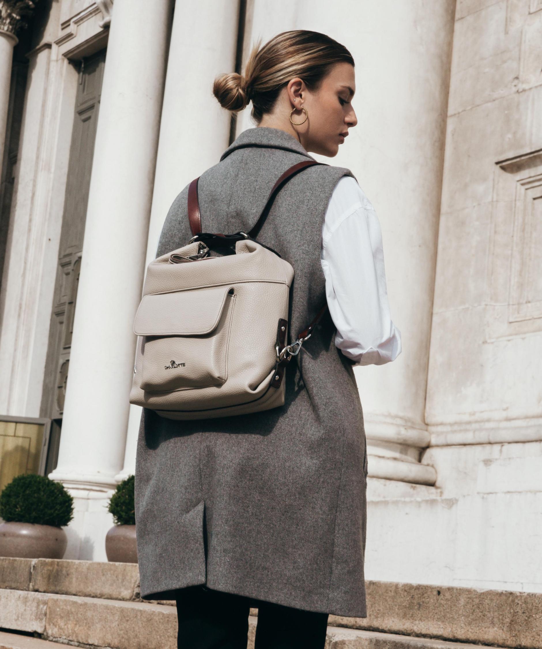 LAGO 1933 Borsa Zaino in Pelle Morbida e Finiture in pelle